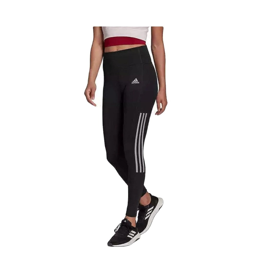 Adidas Leggings Womens M Black Aeroready Primegreen 3-Stripe High Waist Pockets‎